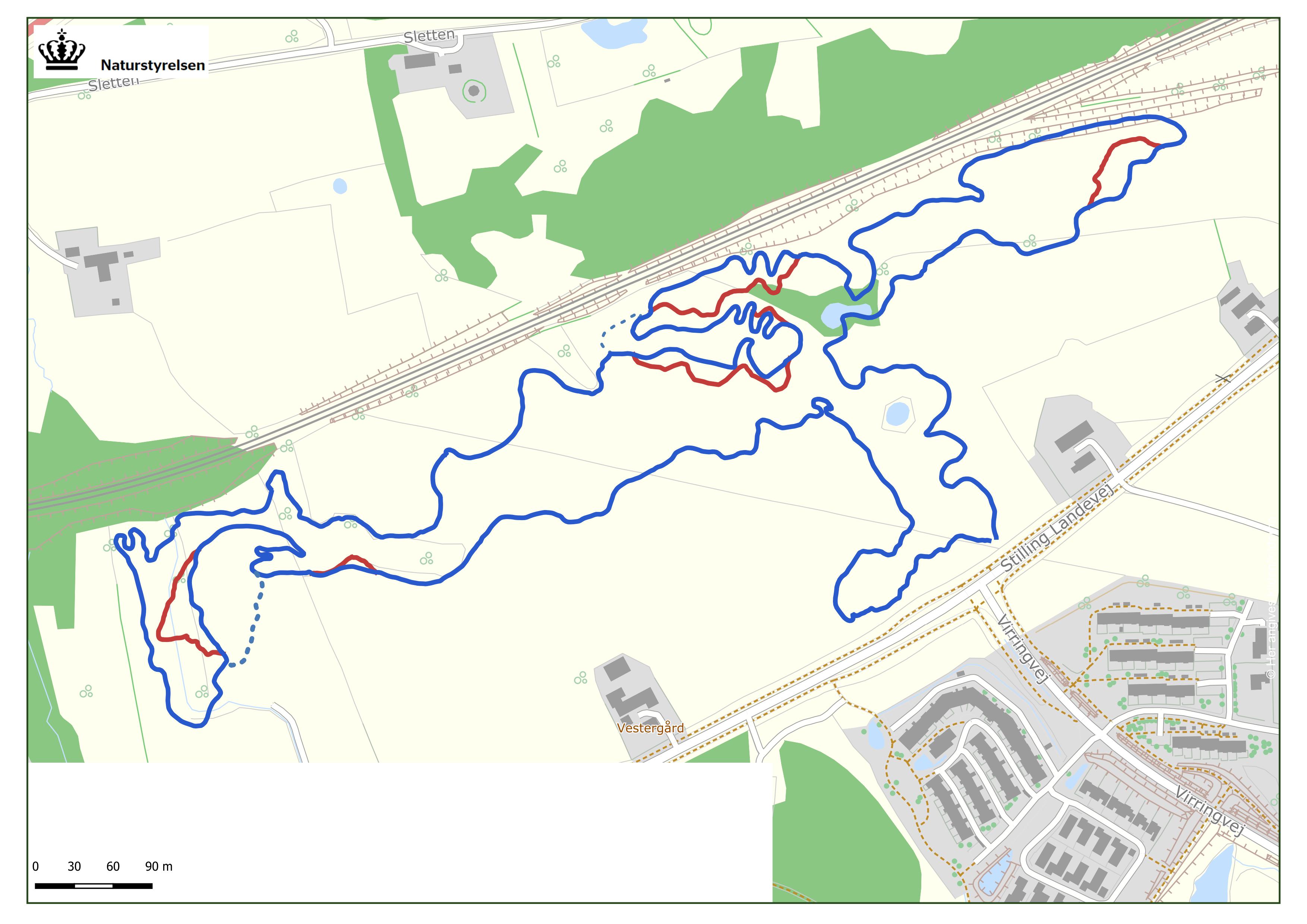Kort over mauintainbikesporet